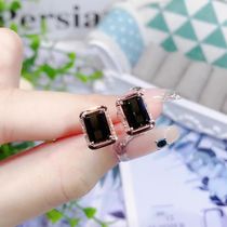 The new square of this life is the premium of green tourmaline ear nail plating s925 pure silver diamond green gem ear decoration