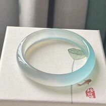 In this life half-mountain half-water jade marrow light blue milk blue gradient bracelet natural jade gradient bracelet gift