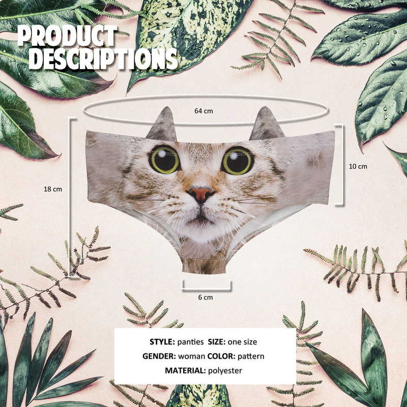 Women's Underwear with Cartoon Cat and Dog Animal Ears Print, Seamless, Breathable, Low-Waist, European and American Style, Sexy 2025 Briefs