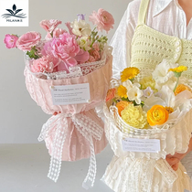 Milan New Products 100 Pleats Princess Dresses Small Scents Wines Bungled Bouquet Flowers paper Round Bouquet Wrap paper Material