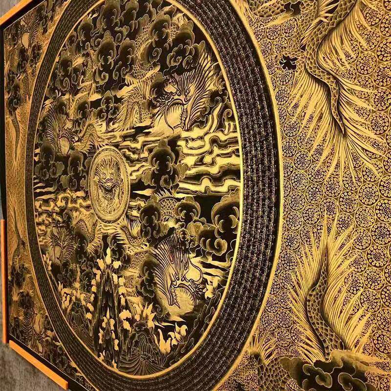 Classic black gold banner 95 Supreme Kowloon Mandala pure hand-painted pure handmade Nepal thangka hanging painting