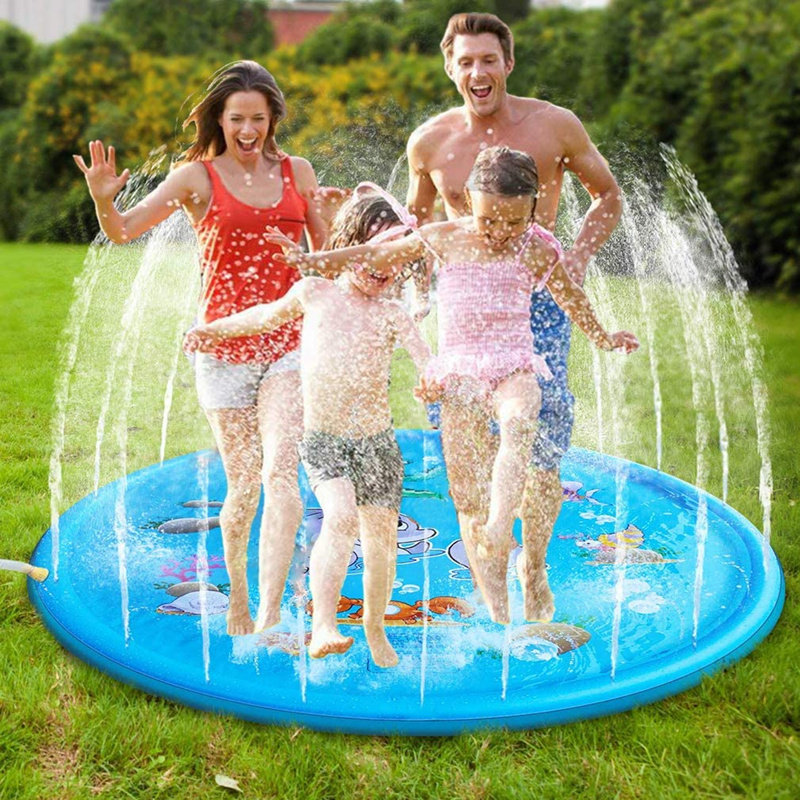 Summer children play pool spray pad lawn beach outdoor play sprinkler paddle inflatable toy game pad