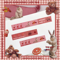 BlankLabel Hello Gorgeous vintage pink teddy bear and paper tape INS girl