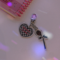 Groovy Love checkerboard rose dark lines keychain airpods pendant mobile phone pendant
