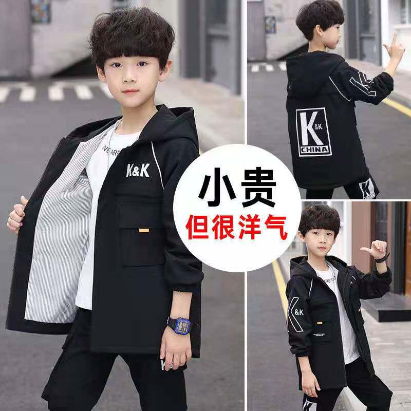 Children's clothing boy Han version jacket children in the middle of the long version 100 lap wind clothes 2021 spring autumn new CUHK child casual blouses