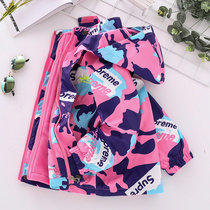 Childrens spring jacket 2021 new girls three-in-one submachine clothing CUHK Autumn Winter Plus Suede Thickened detachable