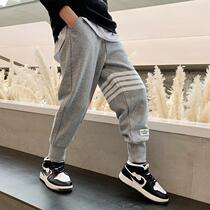 Boy Spring Dress Pants 2021 New Children Plus Suede Pants Big Boy Autumn Winter Integrated Suede Easy 100 Hitch Sport Pants