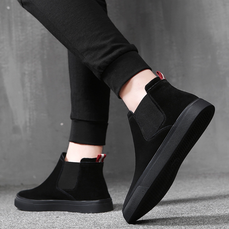 Men's shoes 2021 new autumn and winter tide movements Overturning Fur Gush Chelsea Martin Boots Casual Medium-high Cylinder Shoes