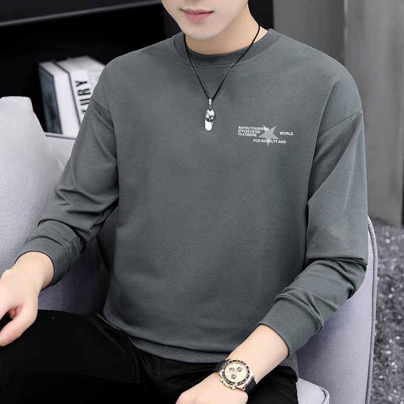 Sweatshirt men's spring autumn season 2022 new round collar easing Korean version tide card 100 lap long sleeve T-shirt for undershirt man