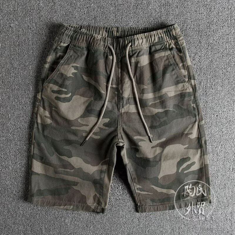 Summer American Retro Comfortable and Stylish Shorts, Ultra-Loose Three-Quarter Pants, Sports Running Camouflage Drawstring Waist