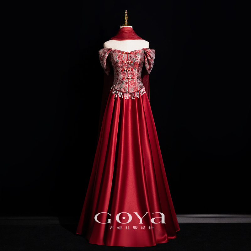 One-Shoulder Toast Dress 2026 New Style Bride Red New Chinese Style Wedding Engagement Banquet Dress High-End Slimming