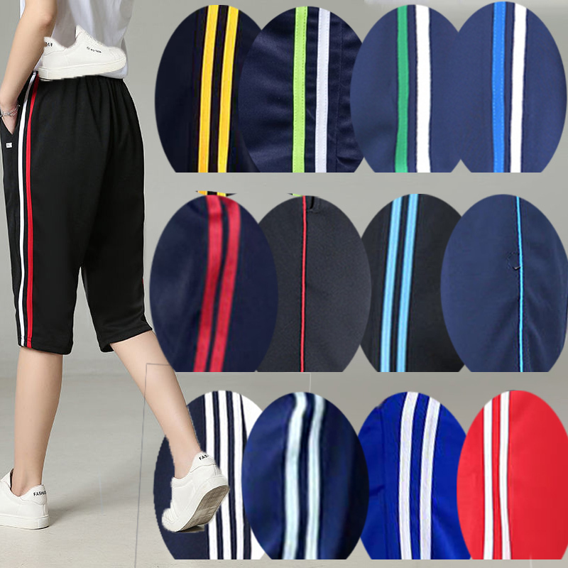 Summer Thin Capri Pants, Plus-Size School Uniform Shorts for Middle and High School Students, Solid Color Navy Blue, Red, White, and Blue Striped Summer Thin Capri Pants, Plus-Size School Uniform Shorts for Middle and High School Students, Solid Color Navy Blue, Red, White, and Blue Striped