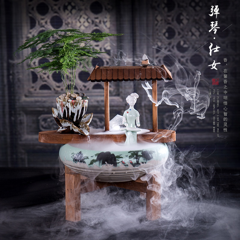 Flowing water ornaments new Chinese style Zen home fountain humidifier Fengshui wheel lucky living room office opening gift