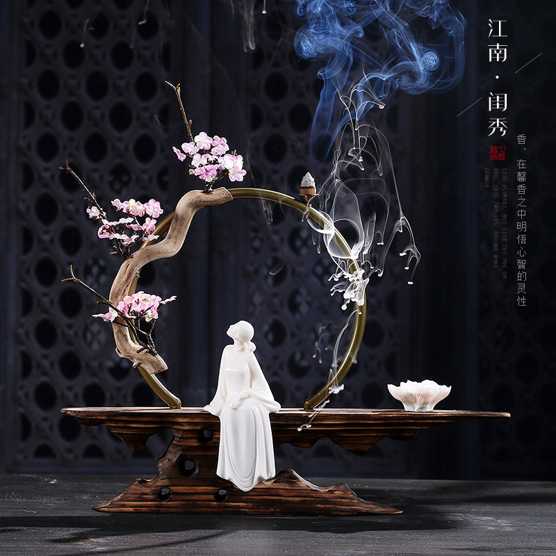 Reduced fragrance furnace masonry statue creative sandalwood head root carved ceramic household meditation furnace