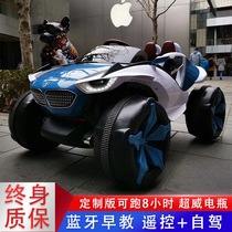 Childrens electric car four-wheel off-road vehicle Children 1-10-year-old remote control toy electric car can take a double stroller