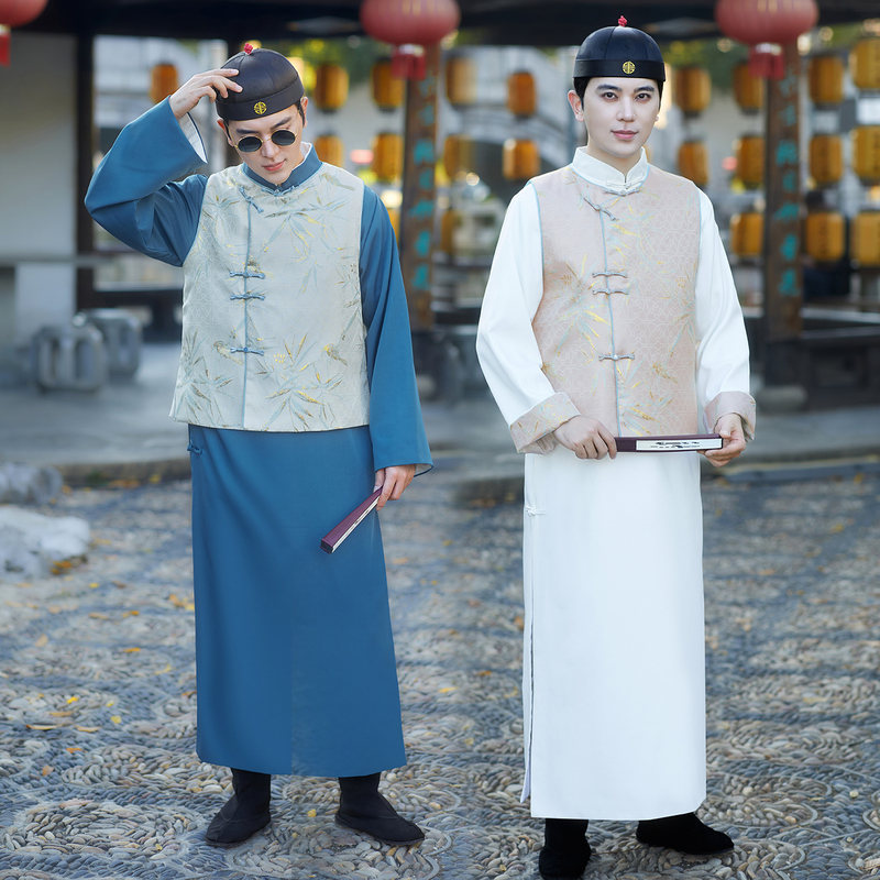 Late Qing Dynasty, Qing Dynasty, Republic of China Men's Long Gown, Robe, Mandarin Jacket, Young Gentleman's Clothing, Beile Clothing, Teacher's Clothing, Official's Regular Clothing, Traditional Costume