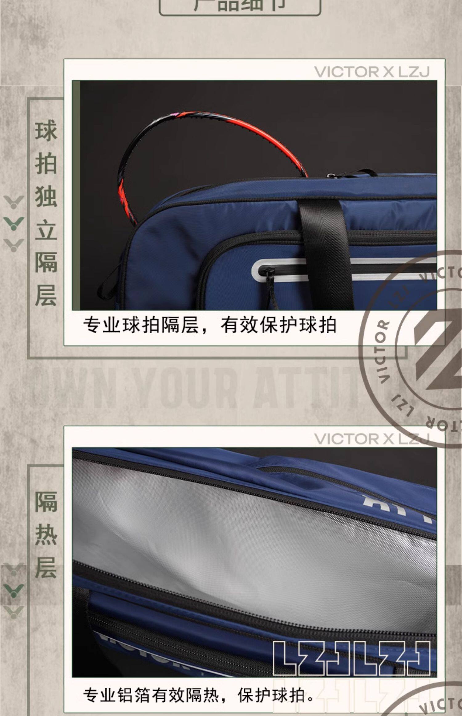 Сумка для ракетки victor威克多胜利br9615cps胶囊羽毛球矩形包br5643多隔层大容量