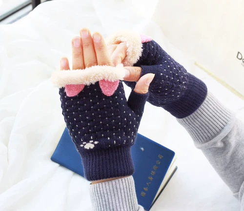Зимние милые трикотажные перчатки, в корейском стиле