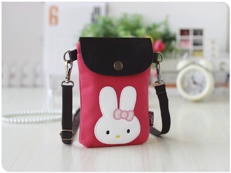 Gói điện thoại di động 6 inch vải bạt điện thoại di động nữ vải xéo hoang dã điện thoại di động túi mini dễ thương ví tiền xu