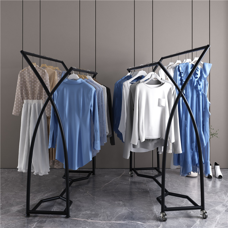 Mobile clothes hanger floor Double Drying Clothes Hanger Indoor Cool Sunburn Balcony Single Pole Home Hanging Clothes Rack With Wheels
