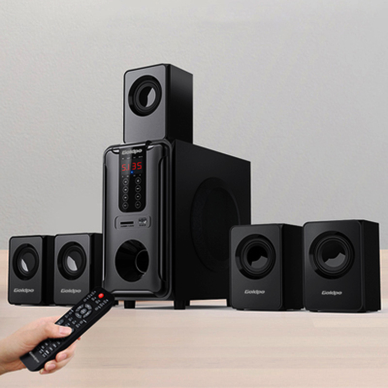 Goldpo H3811B Home Theater 5.1 Audio Desktop Computer Multimedia Weight Subwoofer Wooden Speaker