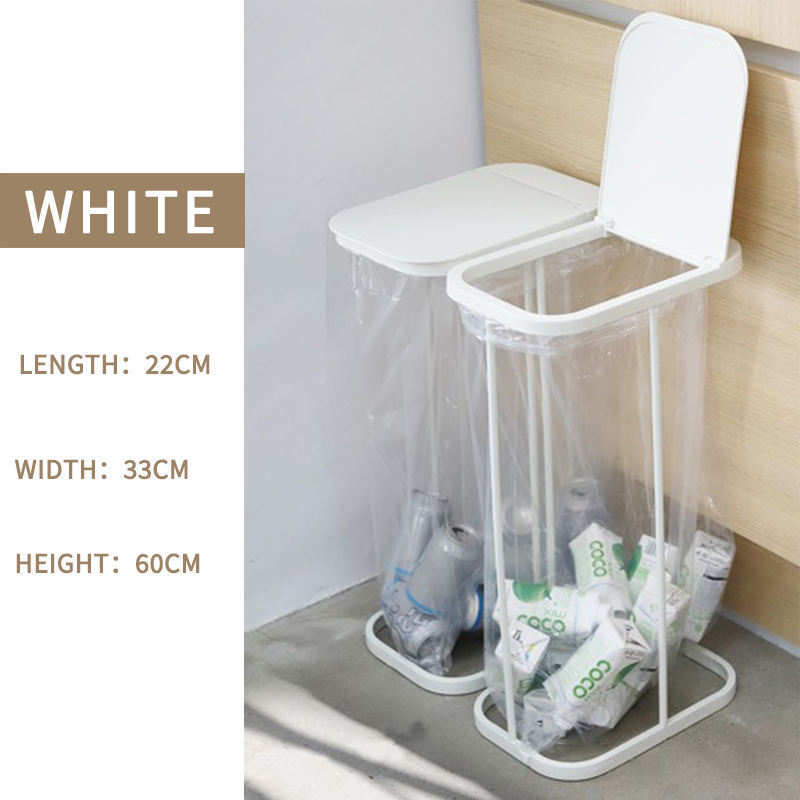 Exported to Japan and South Korea, Large 60cm White Plastic Flip-Top Vertical Trash Can, Dry and Wet Separation, Hotel Iron Art Trash Bin