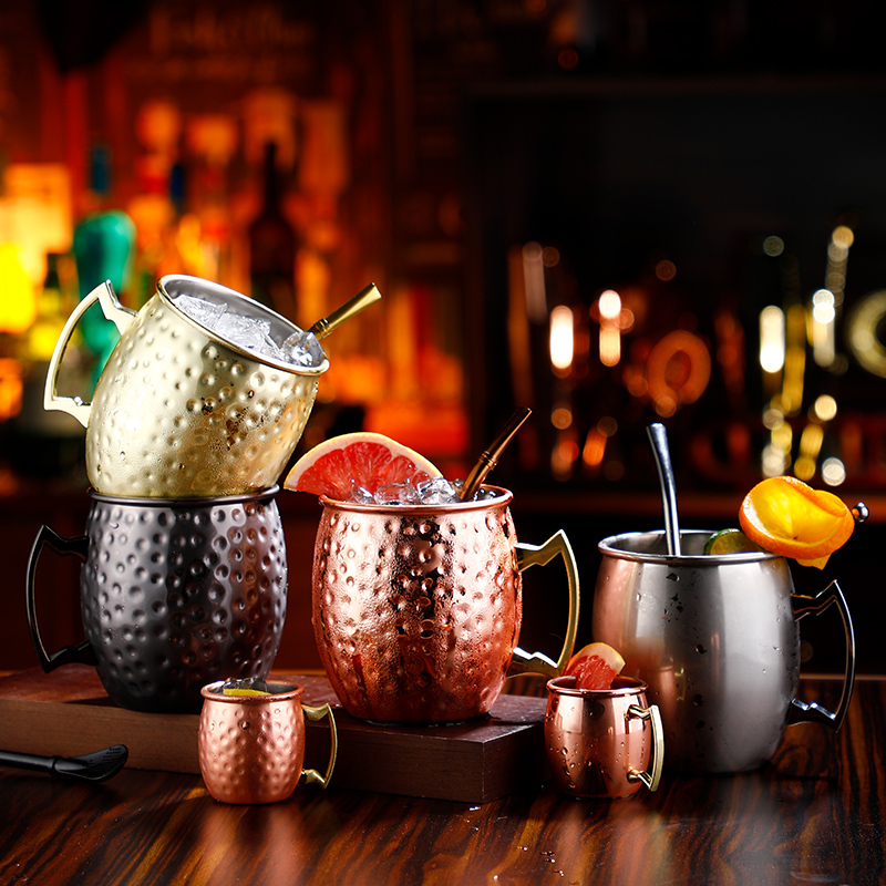 Hammered Copper Cup Moscow Mule Cup Stainless Steel Cocktail Metal Wine Glass Bar Cup Moscow Mule