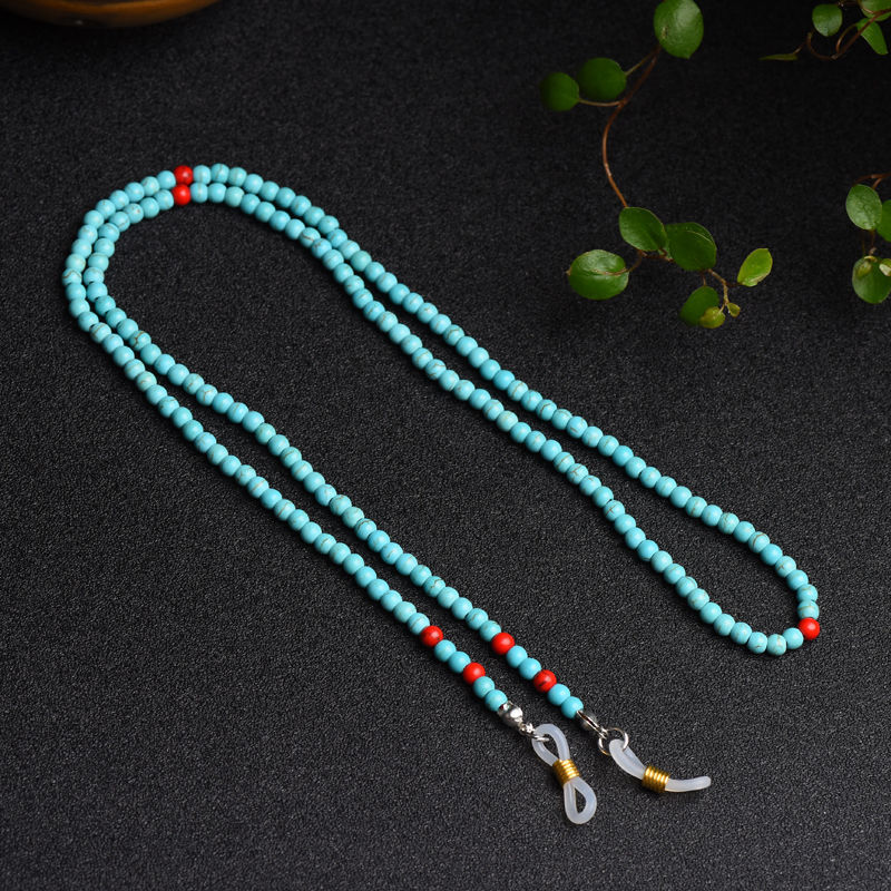 Ethnic Style Turquoise Eyeglass Chain for Women, Non-Fading, Anti-Slip, Anti-Falling, Neck Hanging Chain, Eye Decoration, Antique Style for Daily Wear Ethnic Style Turquoise Eyeglass Chain for Women, Non-Fading, Anti-Slip, Anti-Falling, Neck Hanging Chain, Eye Decoration, Antique Style for Daily Wear