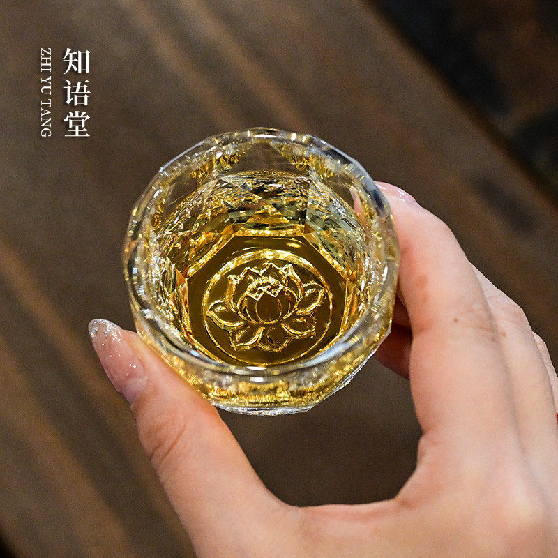 Crystal glass lotus owner's cup personal special tea drinking tea cup Cheeko cup Kung fu tea with thickened small tea cup-Taobao