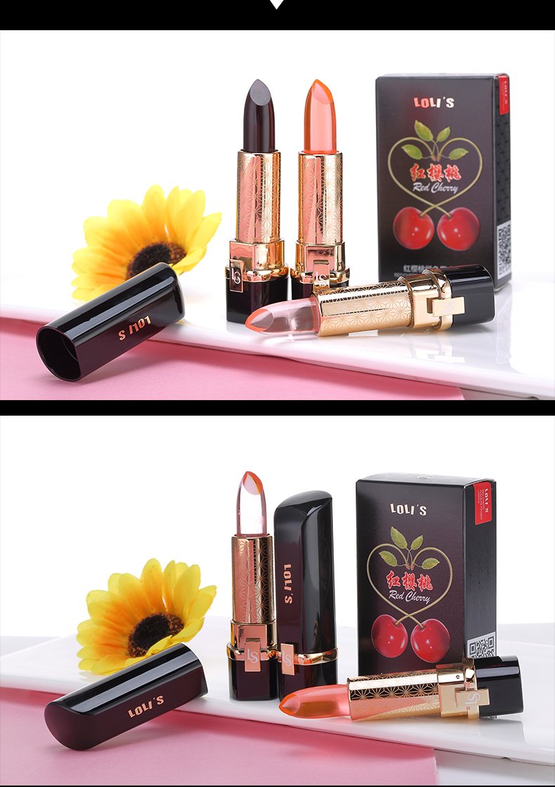 Authentic red cherry black rose red Jelly lipstick dưỡng ẩm giữ ẩm không dễ làm mất màu son môi có thể ăn được bbia màu 12