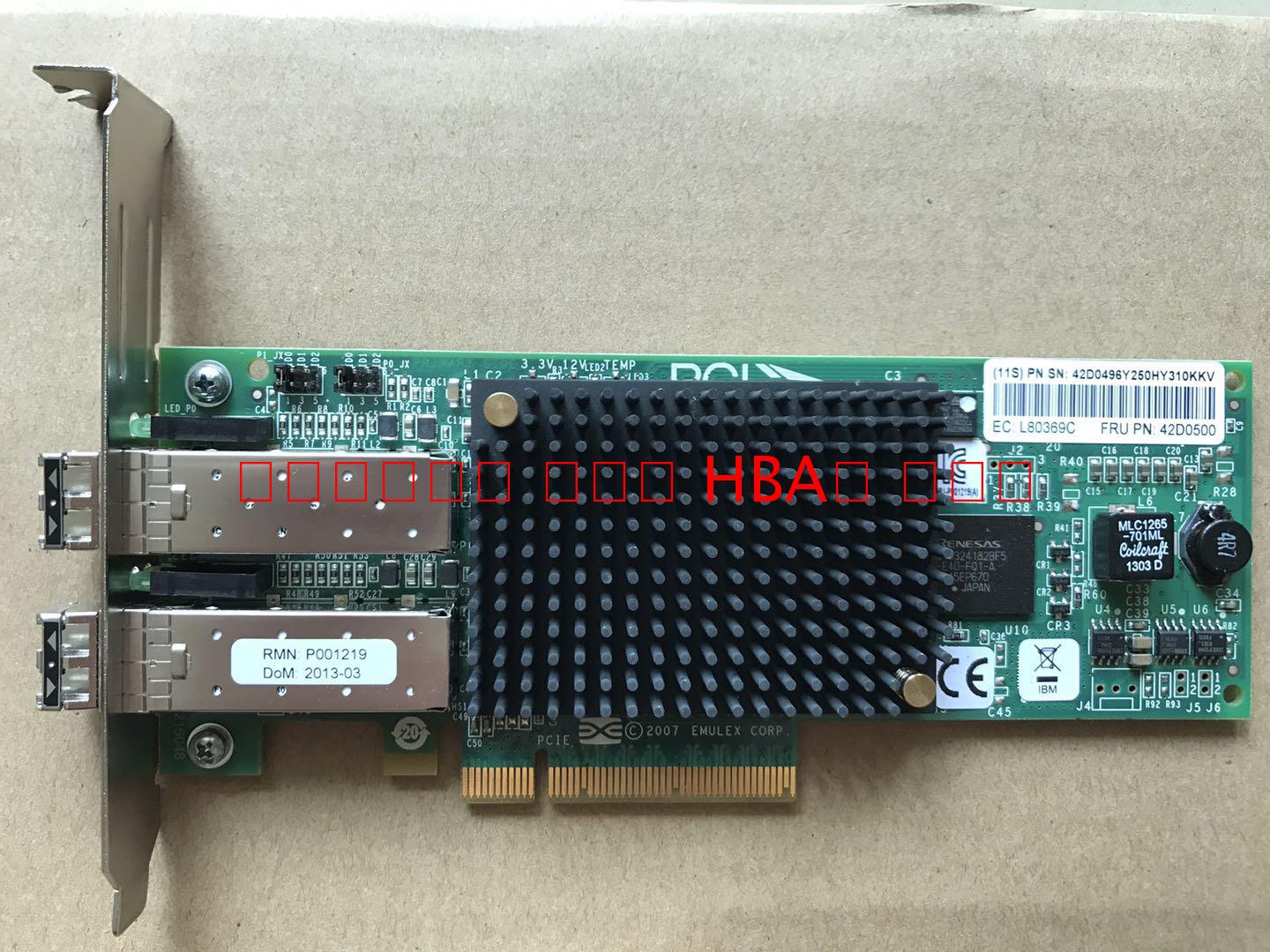 IBM LPE12002 X3850X6 X5 X3650M5 8Gb X3650M5 FC HBA Card 42D0500 42D0496 -