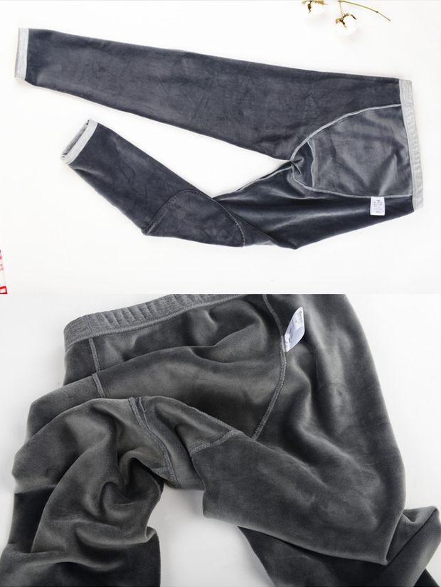 Đàn ông và phụ nữ có kích thước lớn với quần mùa thu độn đầu gối bằng len cotton eo cao cộng với nhung cao cộng với phân bón dày quần ấm quần mùa thu đông áo quần giữ nhiệt