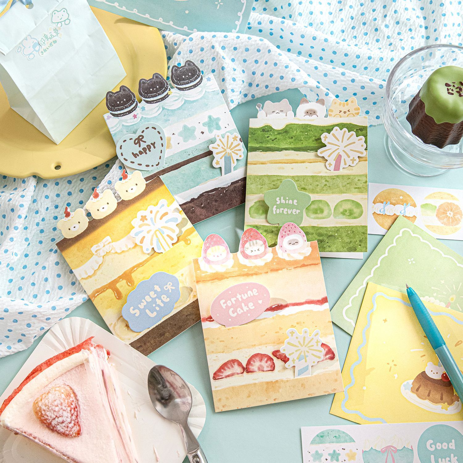 Dingding Cake Shop Flash Sand Greeting Card & Envelope Set