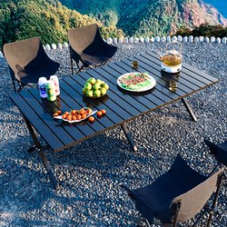 Folding Table Outdoor Portable Egg Roll Table Camping Picnic Table and Chair Full Set Rectangular Night Market Stall Table