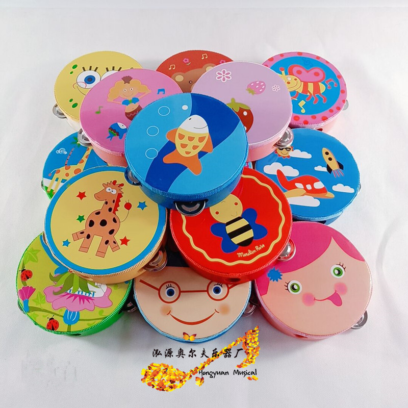 Baby children hand beat drum tambourine rattle Orf musical instrument 1-3-6 years old kindergarten teacher with a performance tambourine
