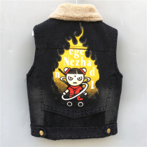 Boy plus velvet denim vest 2019 new girls children Foreign style Korean version of spring and autumn shoulder baby waistcoat tide