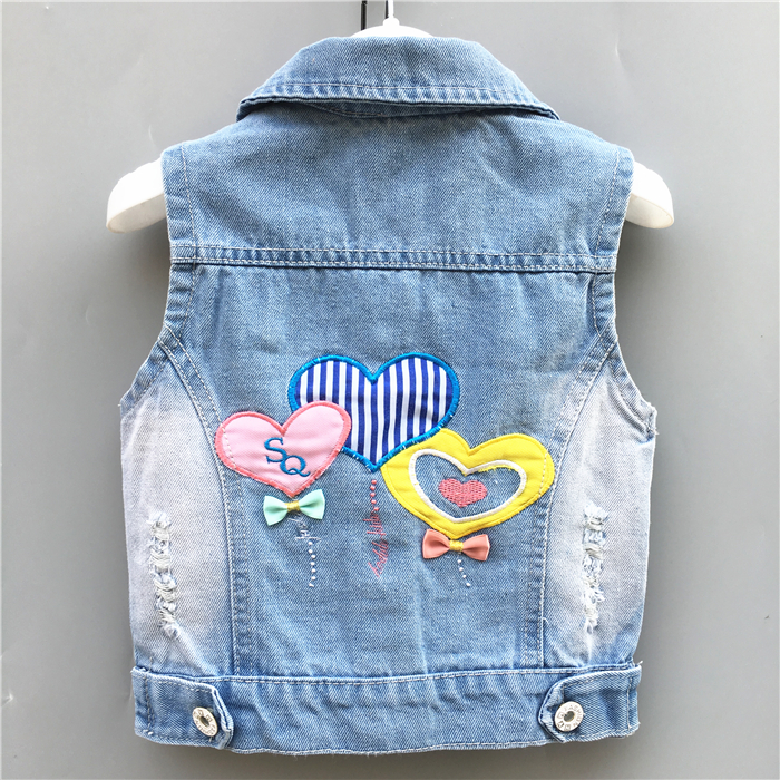 Trẻ em denim vest của phụ nữ vest 2018 mới của Hàn Quốc phiên bản của mùa xuân và mùa thu áo bé bé công chúa vest vest trong các con