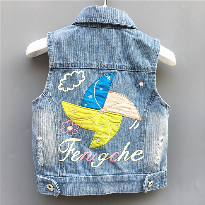 Trẻ em denim vest của phụ nữ vest 2018 mới của Hàn Quốc phiên bản của mùa xuân và mùa thu áo nam bé công chúa vest vest con