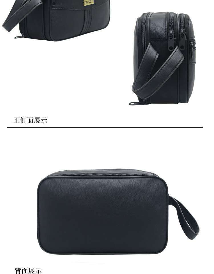 2018 nam nữ mới tay pu túi da nhiều lớp dây kéo túi màu đen kinh doanh túi thu ngân ví túi michael kors