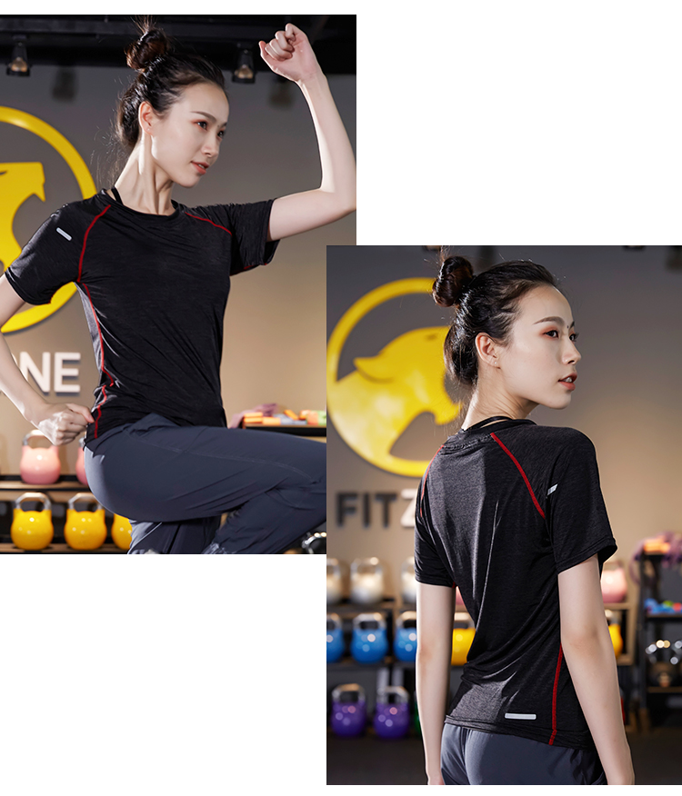 Châu âu và Mỹ gió chuyên nghiệp nhanh chóng làm khô phân khúc nhuộm thể thao T-Shirt nữ tập thể dục ngắn tay nhanh khô chạy phòng tập thể dục phản quang thoáng khí áo thun gym nam