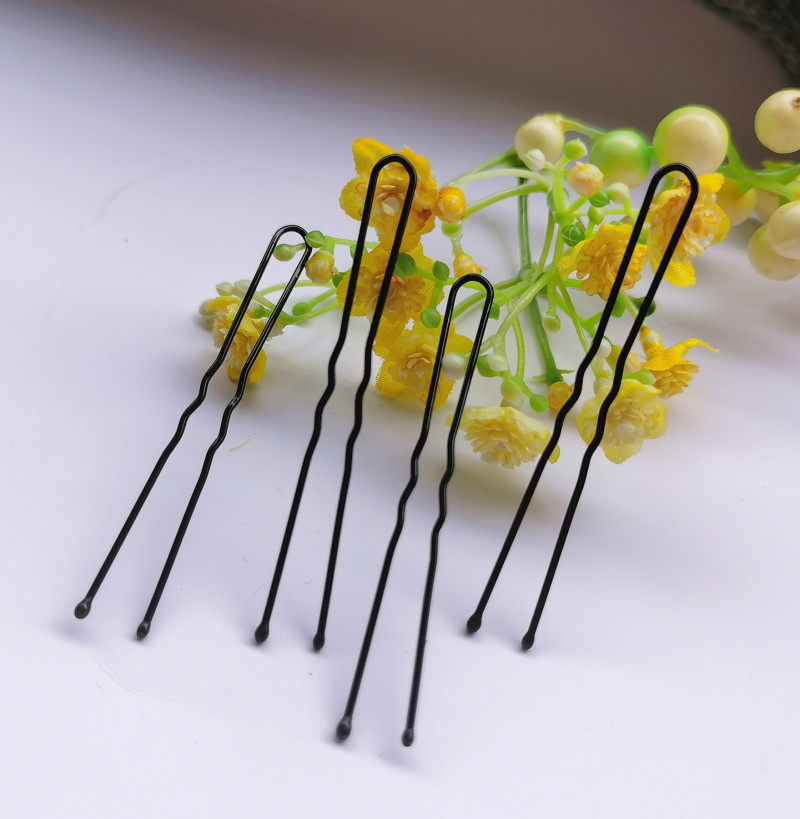 Black U-shaped clip hairpin plate hair small black clip ball head fixed hair fork headgear hairpin female meatball hair accessories