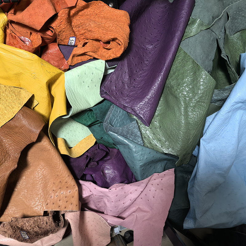 Imported Ostrich Leather Genuine Ostrich Leather Scraps Orange Yellow Green Purple Pink