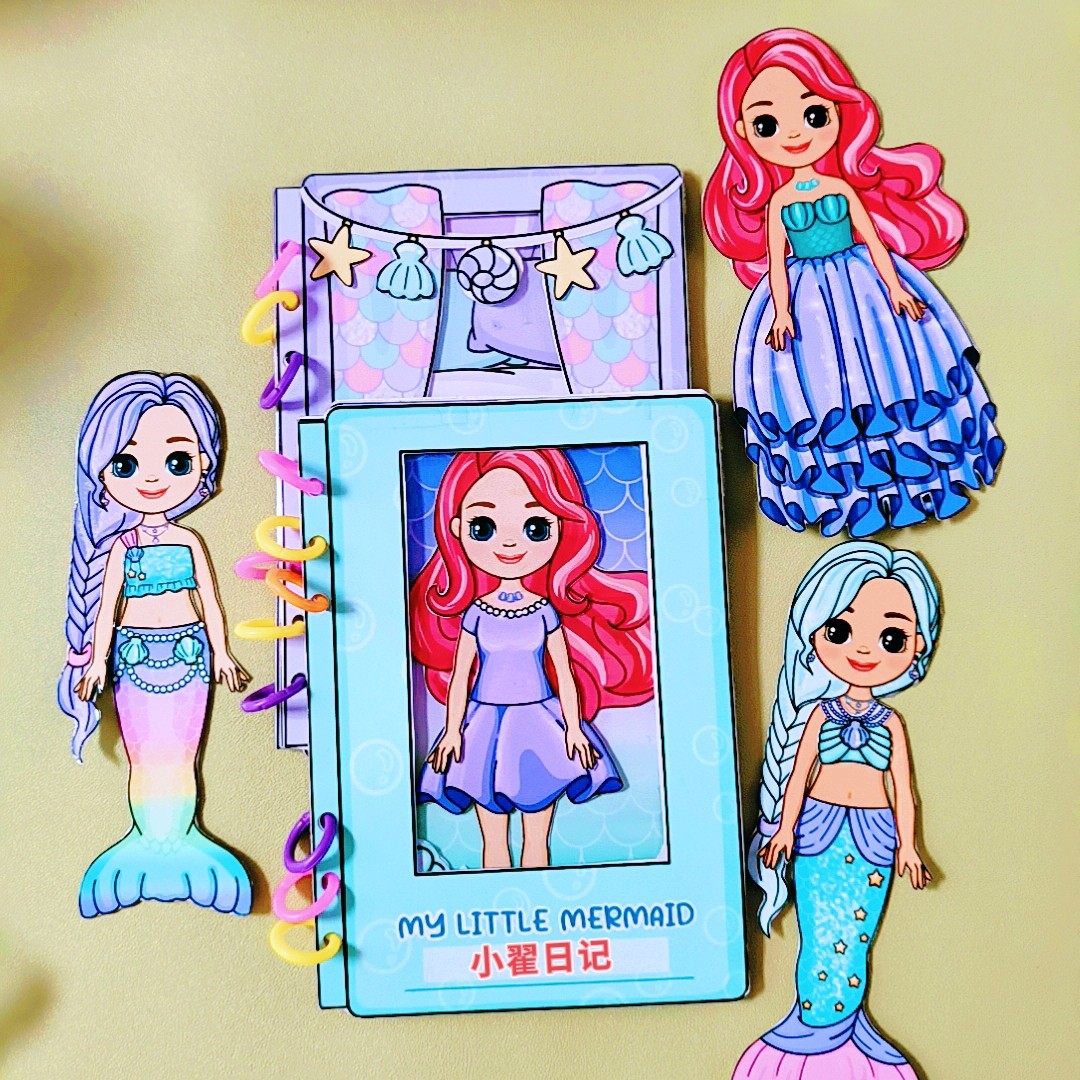 chinese dress ladies Mermaid paper doll coloring, cut and paste: Activity book for coloring  imagination, fun cutting practice and doll dress-up for girl aged 3-9, very  ... accessories and cute undersea friends: Pop, Thanpaksorn: 9798795658933: