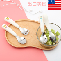 babylove children portable cutlery baby stainless steel fork spoon suit baby learn to eat training spoon