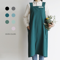 Mori simple slit apron cotton fabric oil-proof apron cute Japanese Kitchen home work men and women