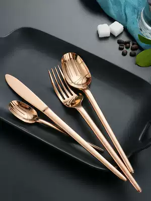 Angela 304 stainless steel knife and fork set gift box European Western tableware household steak knife, fork and spoon gold
