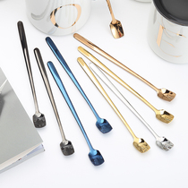 Fashion Korean square spoon long handle creative cute 5 color 304 stainless steel mug coffee spoon home home