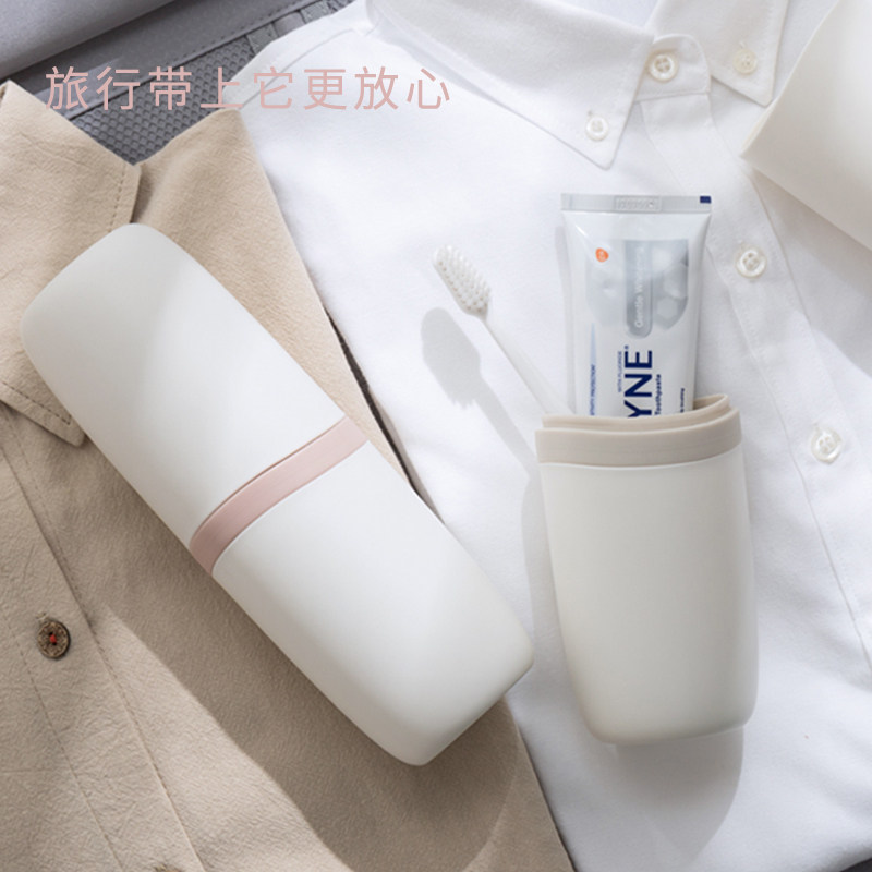 Travel capsule washing cup Creative portable toothbrush toothpaste storage box with lid Travel hotel plastic tank