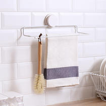 Simple kitchen dishcloth rack non-perforated suction disc double-layer towel rack toilet black and white wall rack