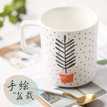 Potted Hand Painted Mark Cup Little Fresh Ceramic Mug Cuddly Office Water Cup Coffee Cup Girl Presents